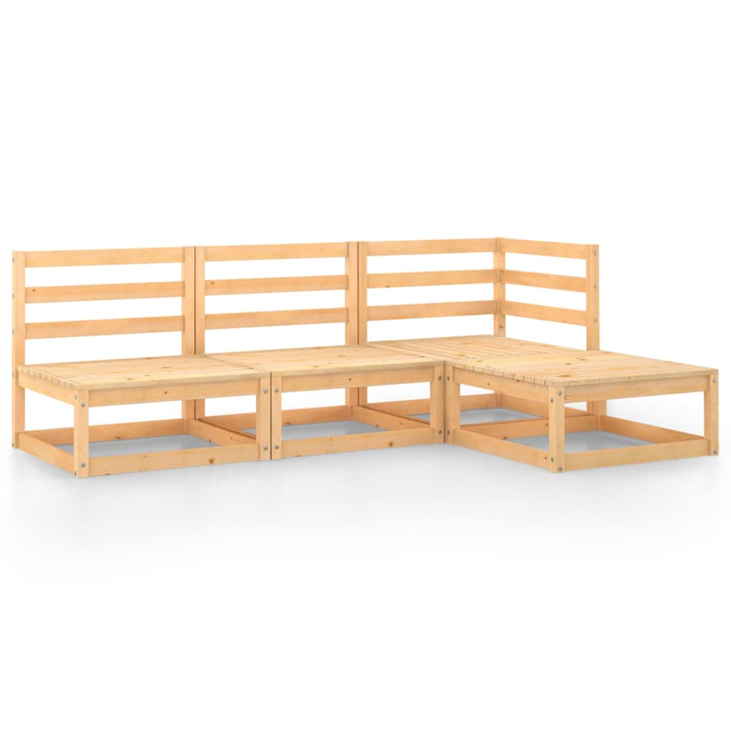 Set mobilier gradina 4 piese canapea L cu masuta, vidaXL, Lemn masiv de pin, Maro miere