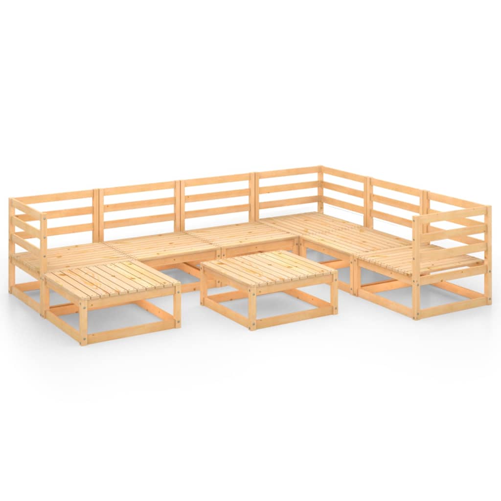 Set mobilier gradina 8 piese canapea U cu masuta si taburet, vidaXL, Lemn masiv de pin, Maro miere