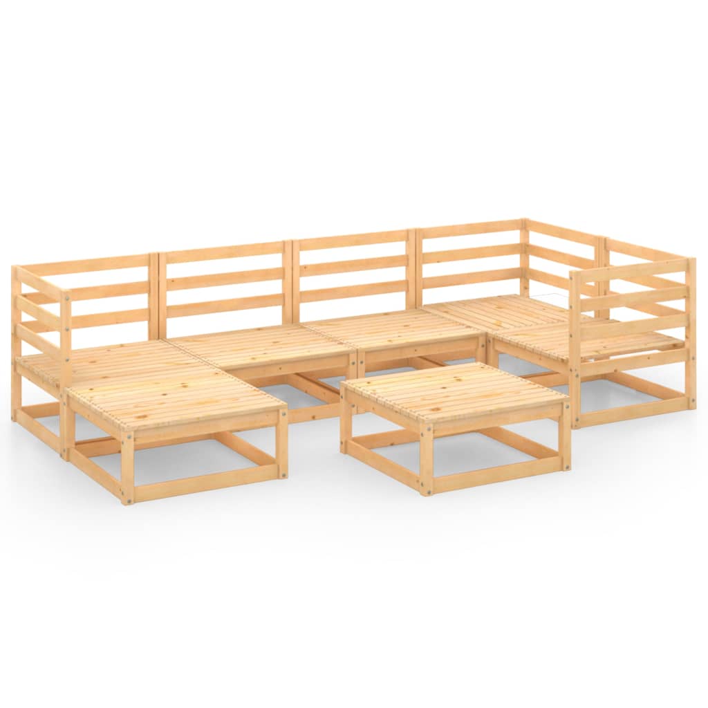 Set mobilier gradina 7 piese canapea U cu masuta/taburet, vidaXL, Lemn masiv de pin, Maro miere