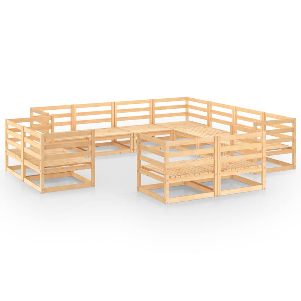 Set mobilier gradina 11 piese 3 canapele, vidaXL, Lemn masiv pin, Maro miere