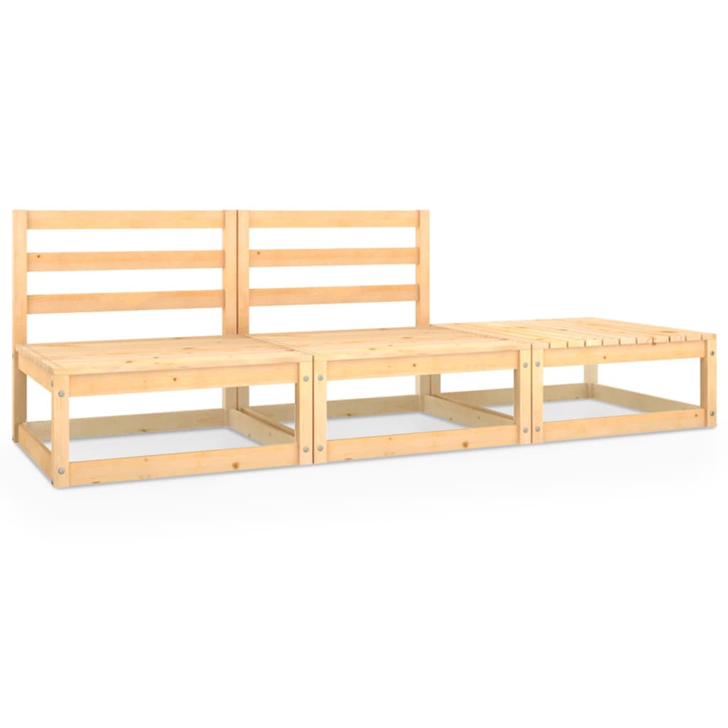 Set mobilier de gradina 3 piese canapea cu taburet/masuta, vidaXL, Lemn masiv de pin, Maro miere