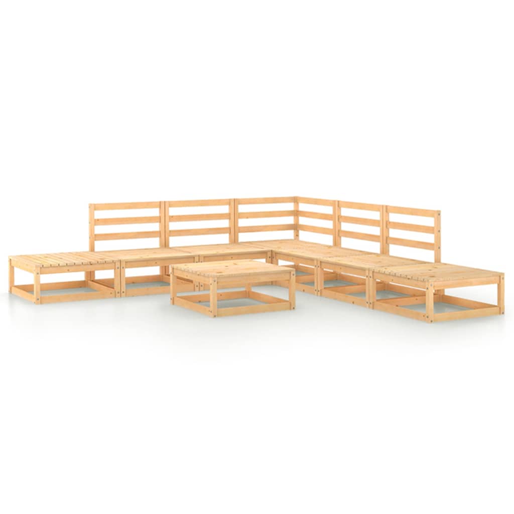 Set mobilier gradina 8 piese canapea L cu masuta, vidaXL, Lemn masiv de pin, Maro miere