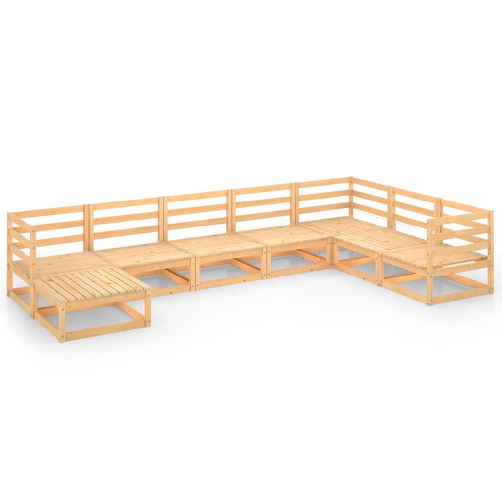 Set mobilier gradina 8 piese canapea U, vidaXL, Lemn masiv de pin, Maro miere