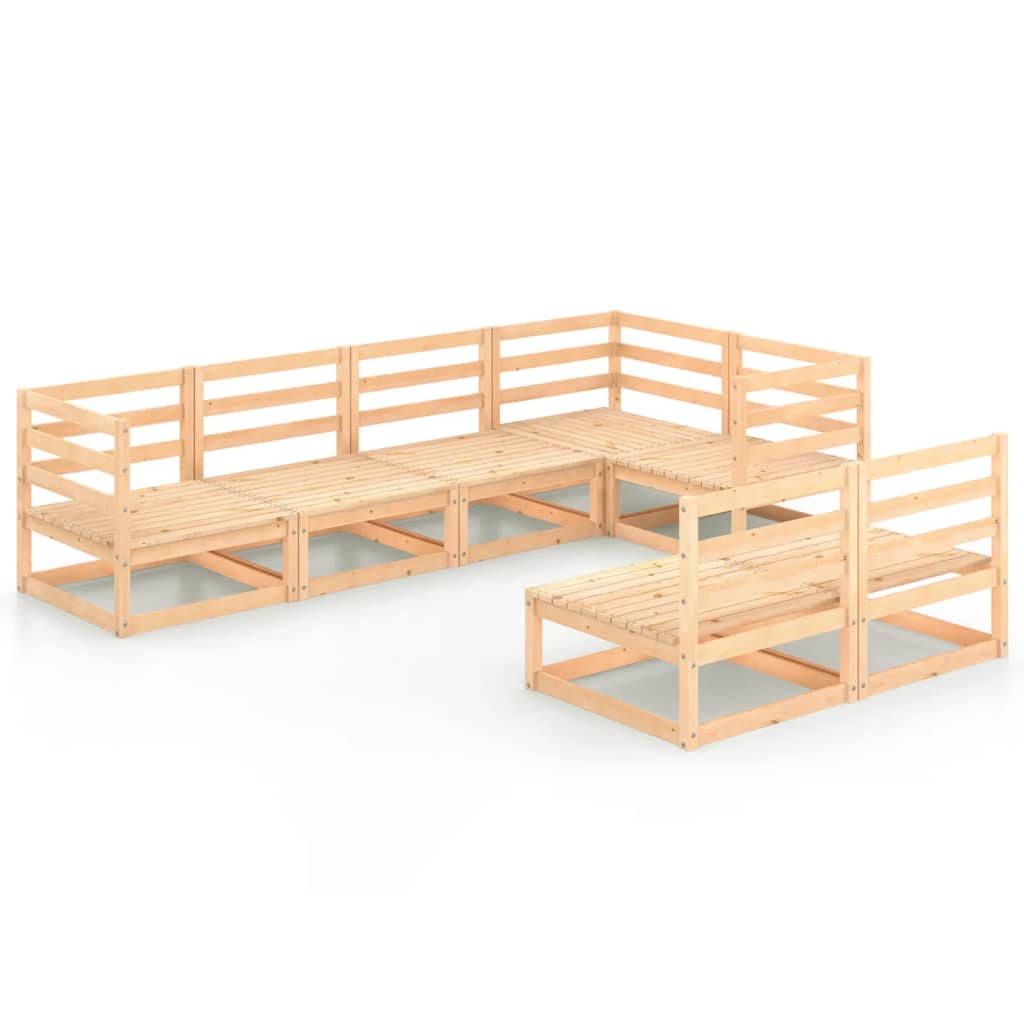 Set mobilier gradina 7 piese canapeele, vidaXL, Lemn masiv de pin, Maro miere