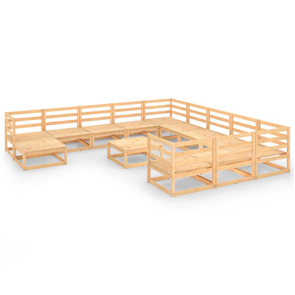 Set mobilier gradina 13 piese canapea cu taburet-masuta, vidaXL, Lemn masiv de pin, Maro miere