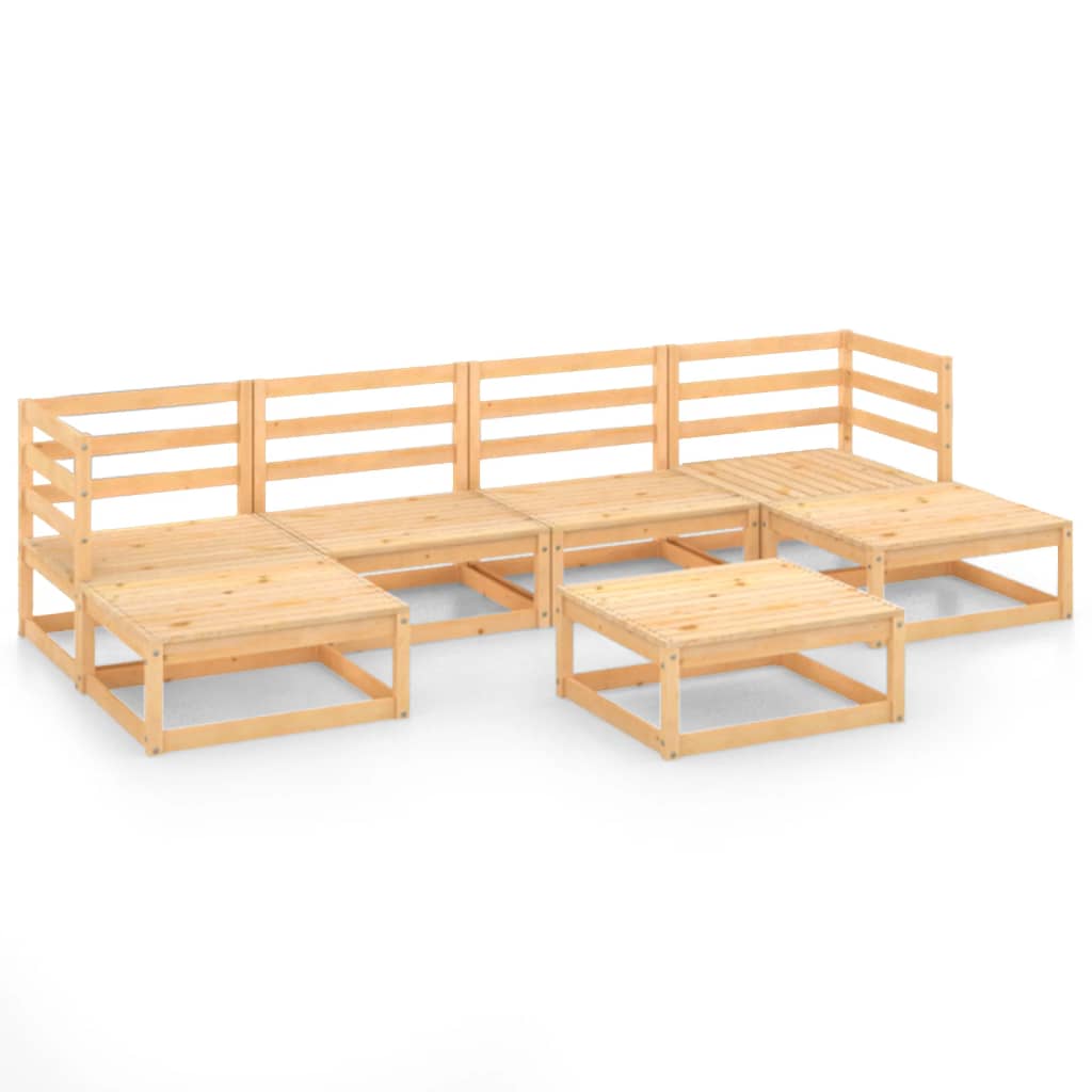 Set mobilier gradina 7 piese canapea U cu masuta-taburet, vidaXL, Lemn masiv de pin, Maro miere