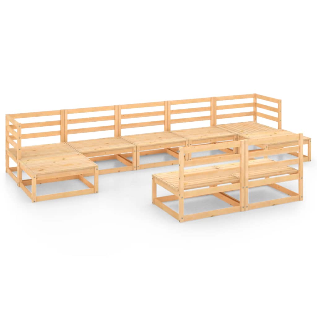 Set mobilier gradina 9 piese 2 canapele, vidaXL, Lemn masiv de pin, Maro miere
