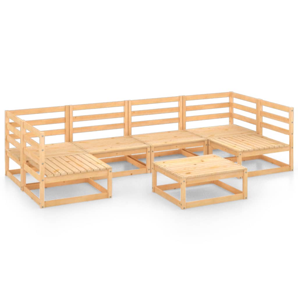 Set mobilier gradina 7 piese canapea U cu masa cafea, vidaXL, Lemn masiv de pin, Maro miere
