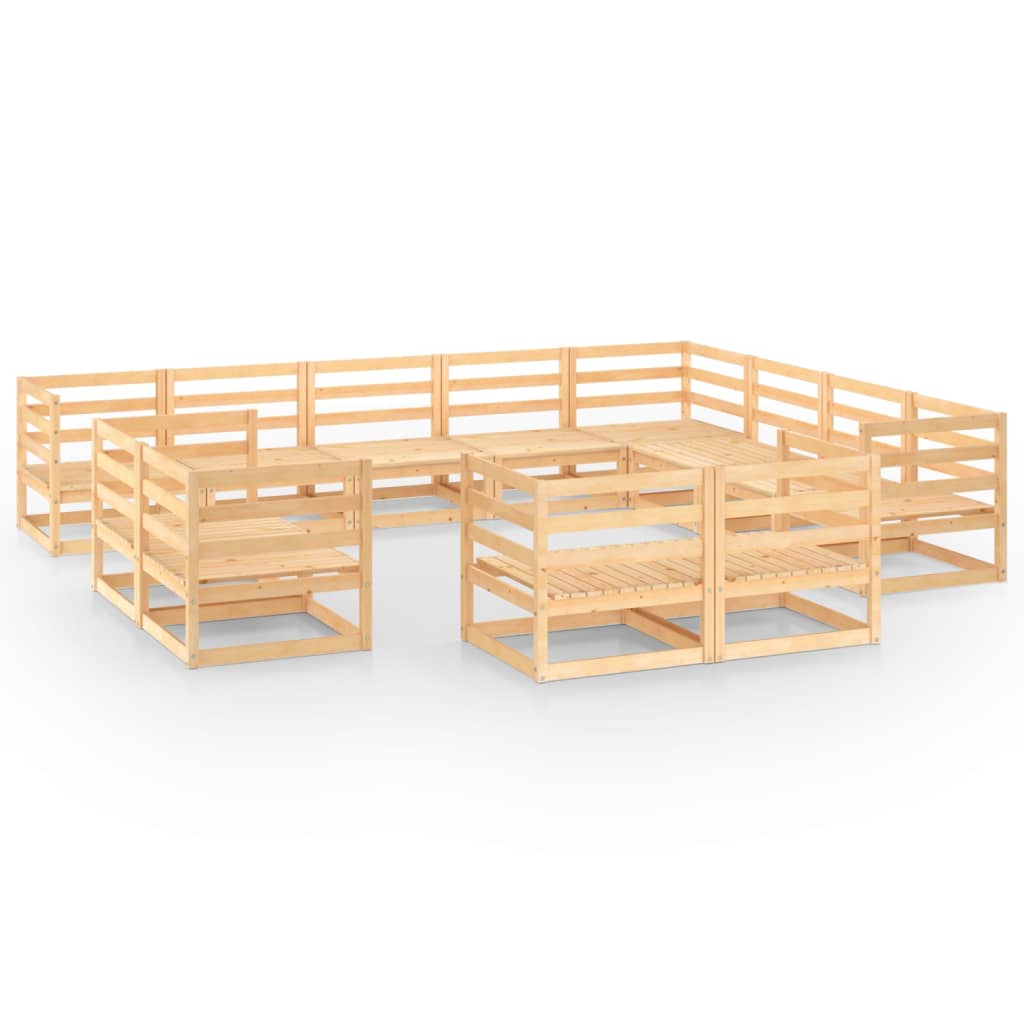 Set mobilier gradina 12 piese 3 canapele, vidaXL, Lemn masiv pin, Maro miere