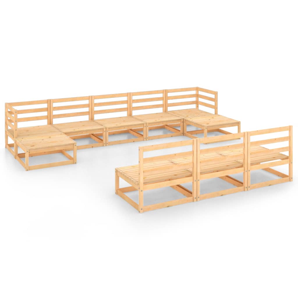 Set mobilier gradina 10 piese 2 canapele, vidaXL, Lemn masiv de pin, Maro miere