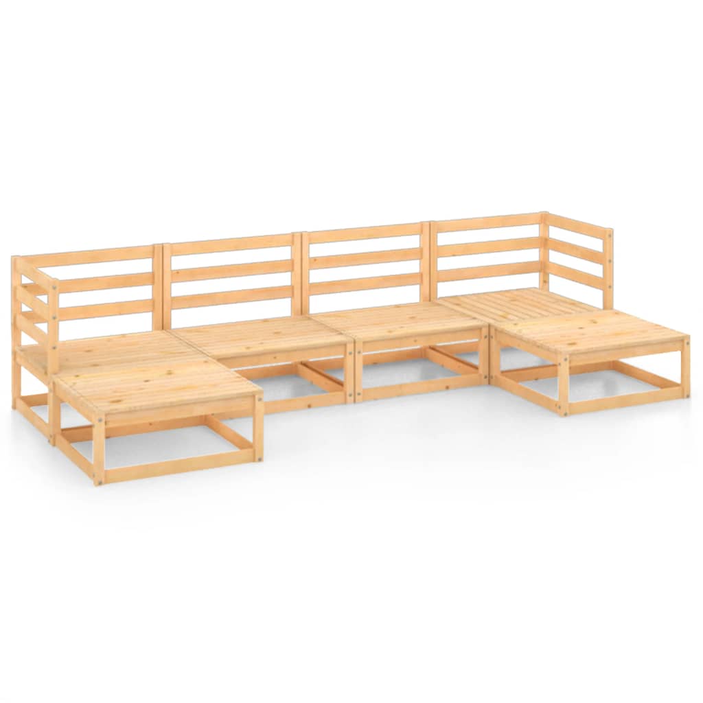 Set mobilier gradina 6 piese canapea U, vidaXL, Lemn masiv de pin, Maro miere