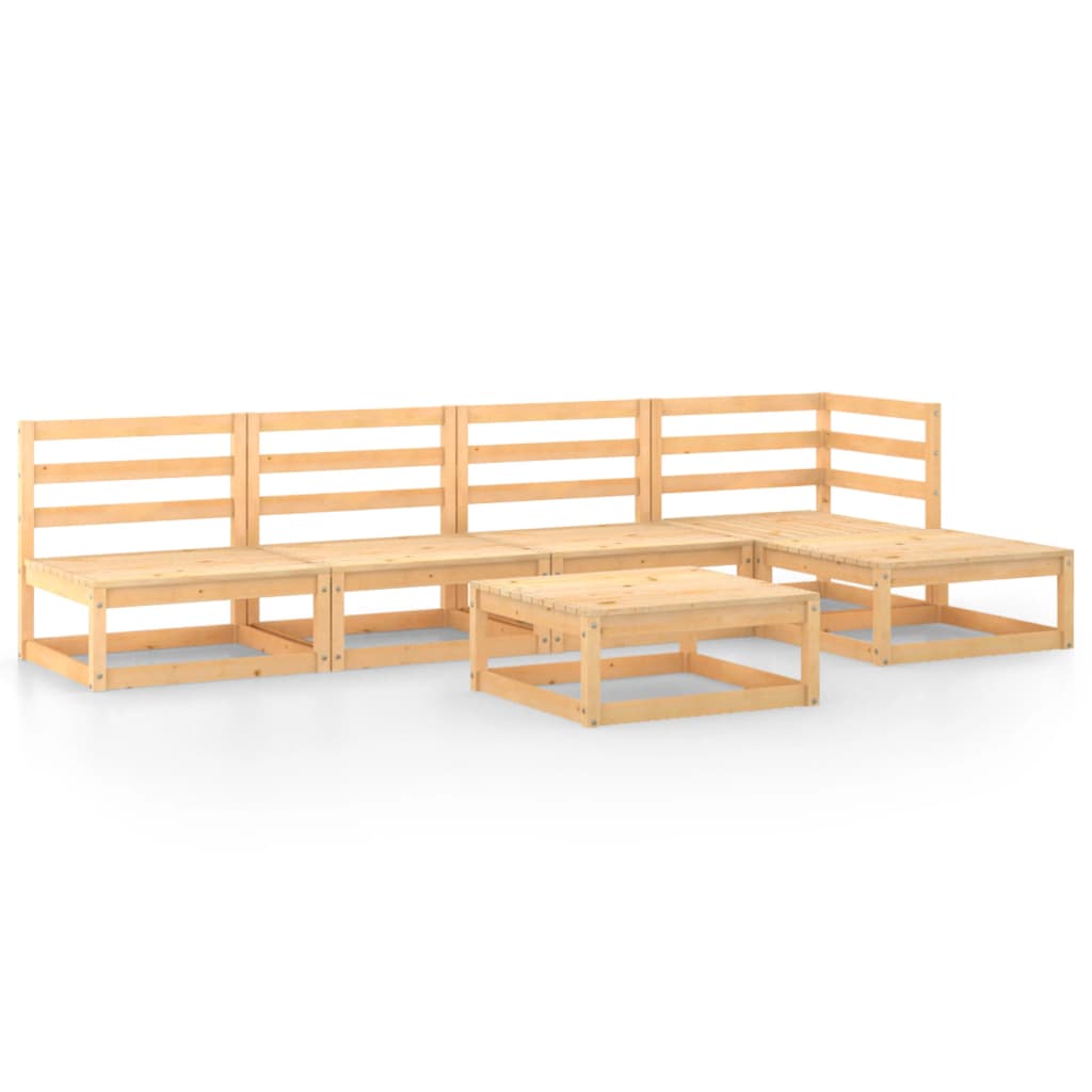 Set mobilier gradina 6 piese canapea cu masuta-taburet, vidaXL, Lemn masiv de pin, Maro miere