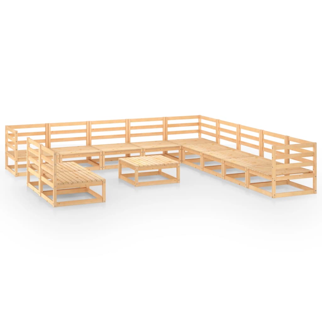 Set mobilier gradina 12 piese canapele cu masuta-taburet, vidaXL, Lemn masiv pin, Maro miere