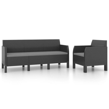 Set mobilier gradina 2 piese canapea cu fotoliu, vidaXL, Polipropilena, 181 x 65 x 76 cm, Antracit Set mobilier gradina 2 piese canapea cu fotoliu, vidaXL, Polipropilena, 181 x 65 x 76 cm, Antracit