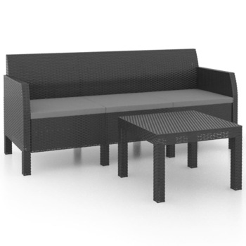 Set mobilier gradina 2 piese bancuta cu masa, vidaXL, Polipropilena, 181 x 65 x 76 cm, Antracit Set mobilier gradina 2 piese bancuta cu masa, vidaXL, Polipropilena, 181 x 65 x 76 cm, Antracit