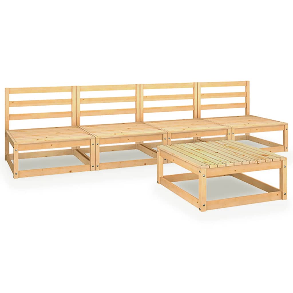 Set mobilier gradina 5 piese canapea cu masuta, vidaXL, Lemn masiv de pin, Maro miere