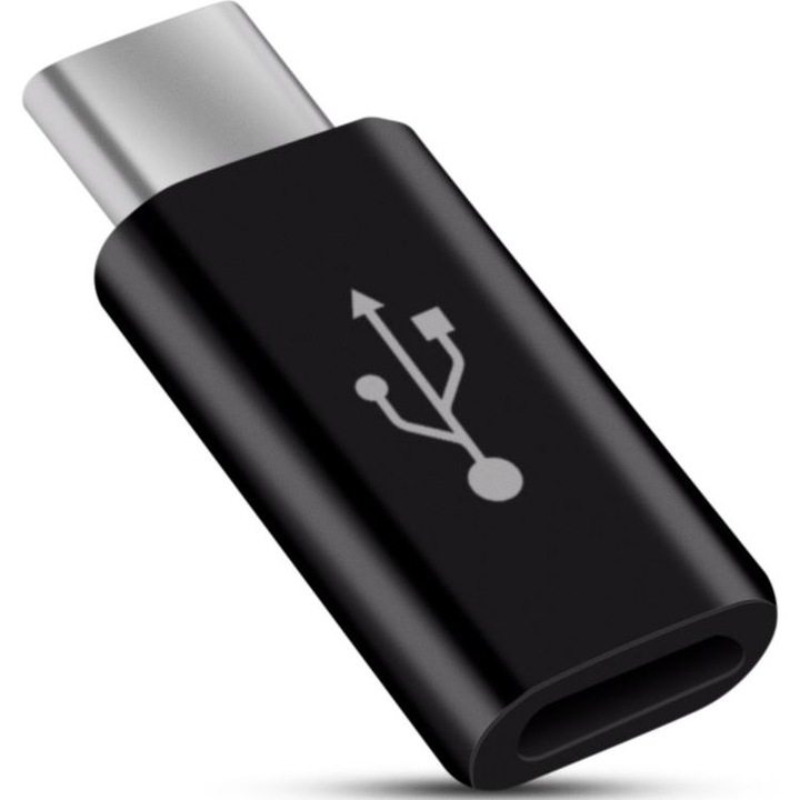 Adapter, Micro USB, USB-C, fekete