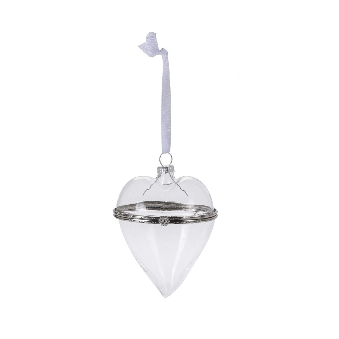 Glob sticla forma inima, cu compartiment, 7 cm