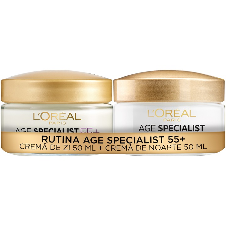 L'oreal Paris készlet, 1 x L'Oreal Paris Age Specialist 55+ Repair ránctalanító nappali krém, 50 ml + 1 x éjszakai ránctalanító krém, 50 ml