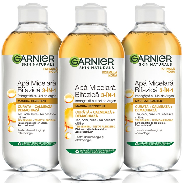 Комплект: Garnier: 3 x двуфазна мицеларна вода Skin Naturals с арганово масло, 400 ml