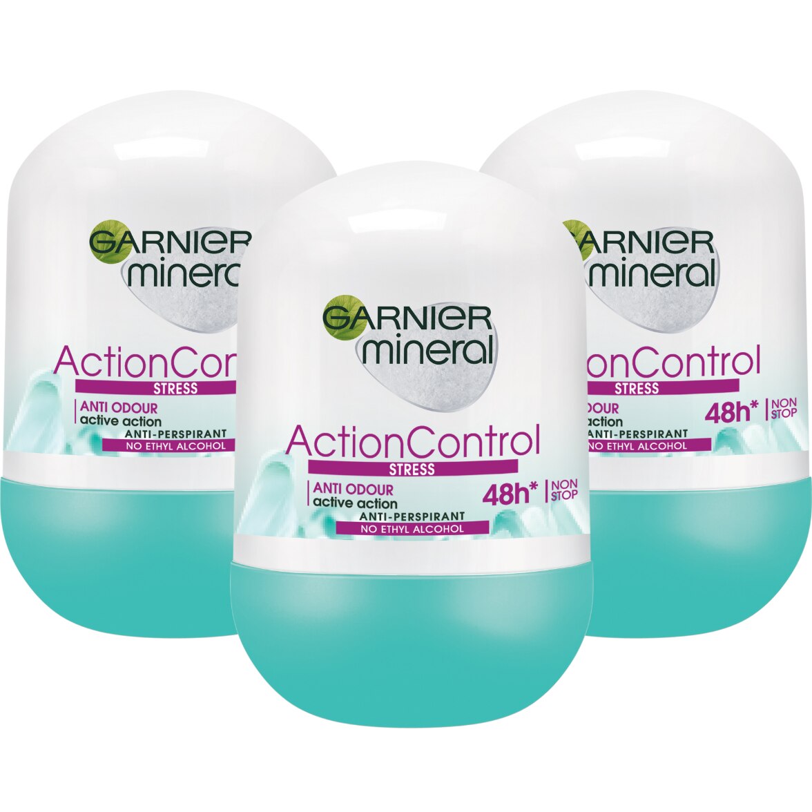 Pachet Promo: Garnier Mineral Deodorant Roll-on pentru femei Action Control 48h, 50 ml x 3 bucati