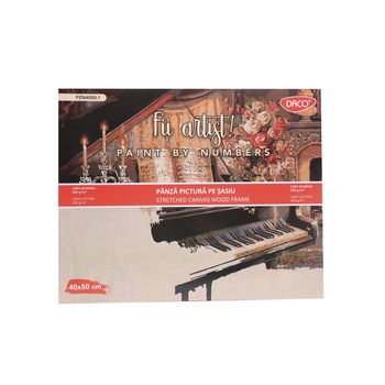 Set pictura pe numere Pian, Panza bumbac pe rama lemn, 40x50 Set pictura pe numere Pian, Panza bumbac pe rama lemn, 40x50