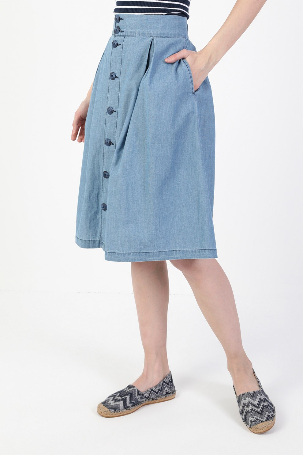 COLIN'S, Fusta midi cu talie inalta, Albastru lavanda, XS