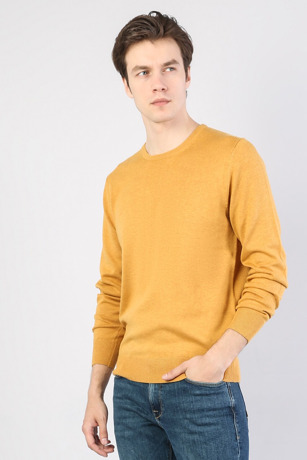 COLIN'S, Pulover regular fit din amestec de lana, Galben mustar