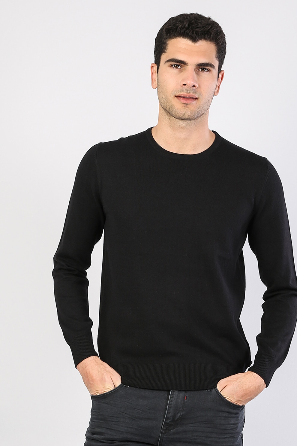 COLIN'S, Pulover regular fit din amestec de lana, Negru