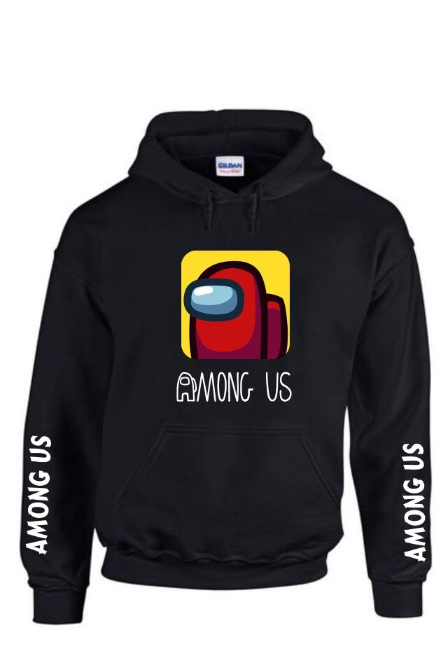 Hanorac barbati personalizat, Among Us, Gildan, Negru
