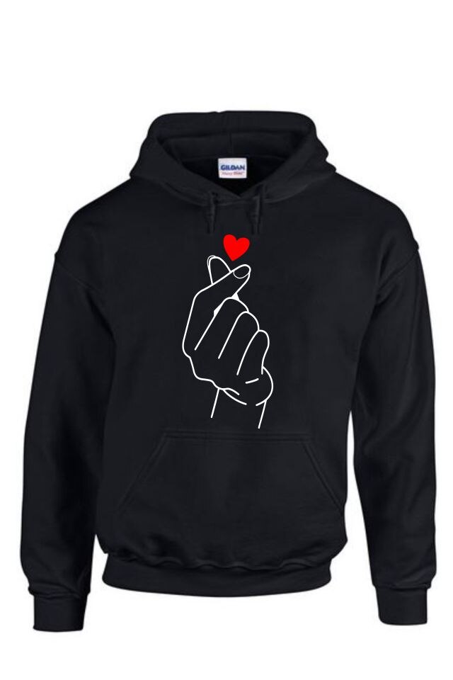 Hanorac barbati personalizat, Korean Sign, Gildan, Negru