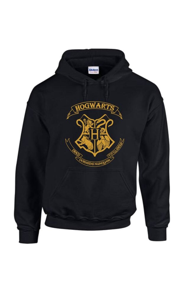 Hanorac barbati personalizat, Hogwarts, Gildan, Negru