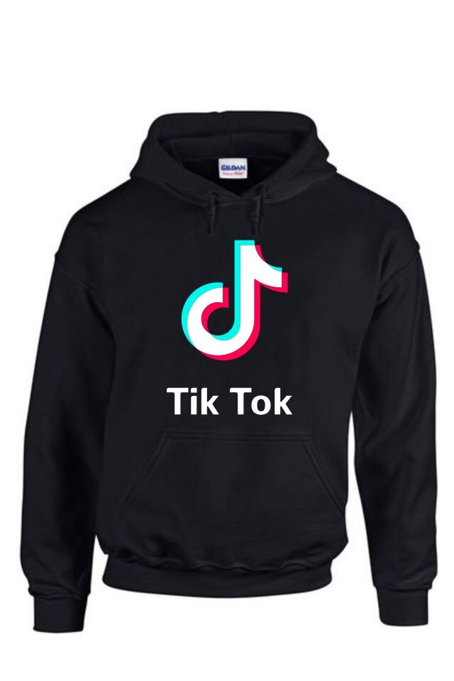 Hanorac barbati personalizat, Tik Tok Logo, Gildan, Negru