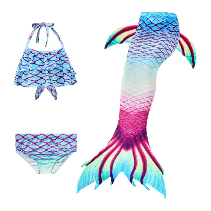 Бански от 3 части Sirena, Червен/Бордо/Син