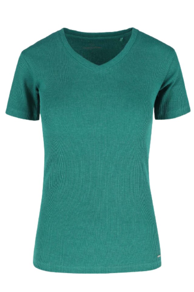 Tricou cu maneca scurta dama Volcano T-Rib, Bumbac/Elastan, Verde