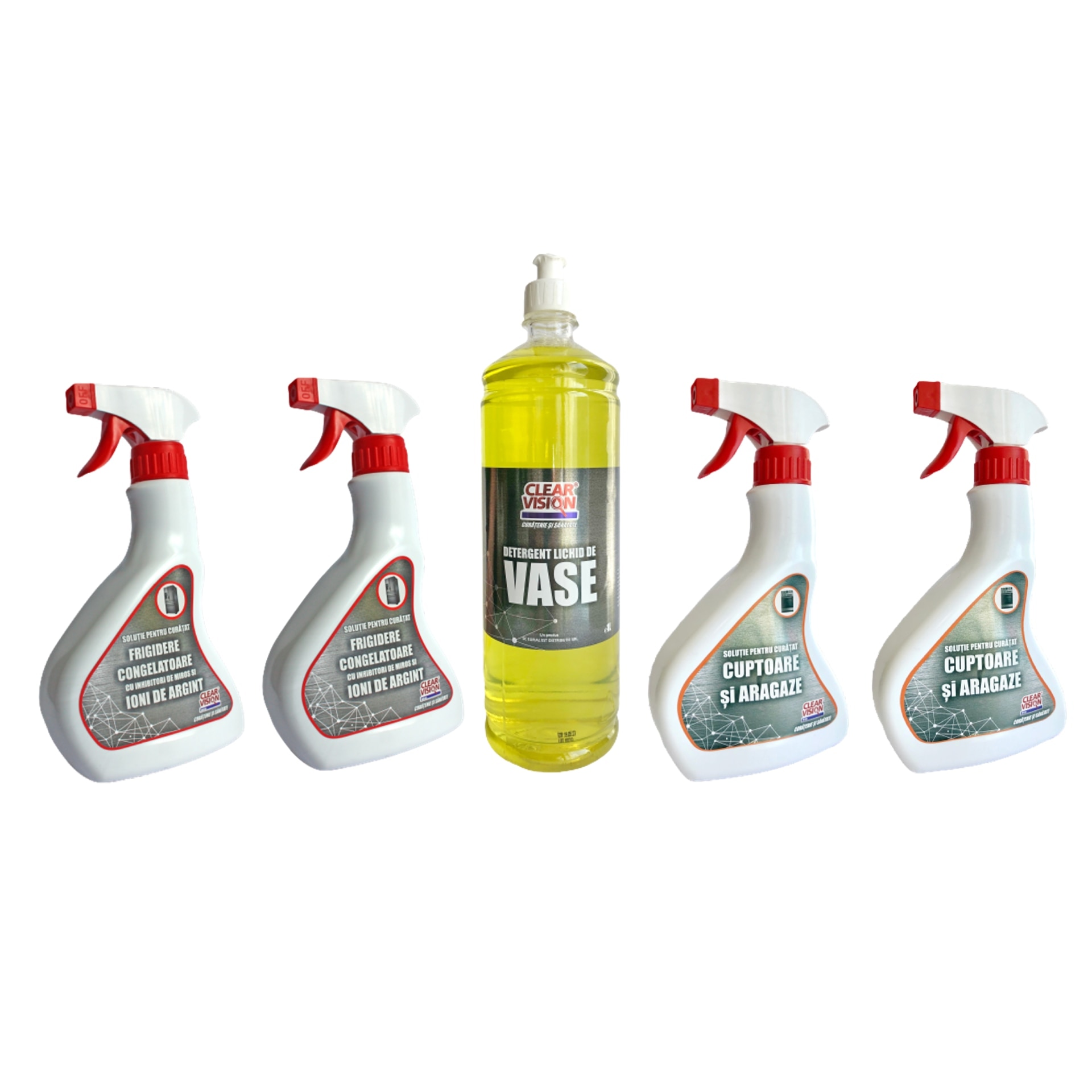 PACHET ECONOMIC de solutii pentru bucatarie cu ioni de Argint, Clear Vision, 4x500 ml