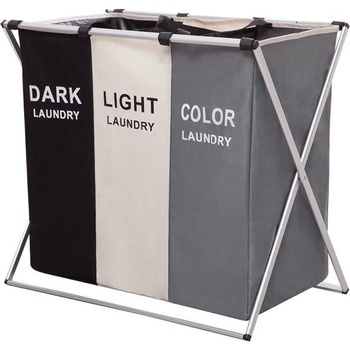 Cos pentru rufe cu 3 compartimente TimeTrade, 135 l, Multicolor Cos pentru rufe cu 3 compartimente TimeTrade, 135 l, Multicolor