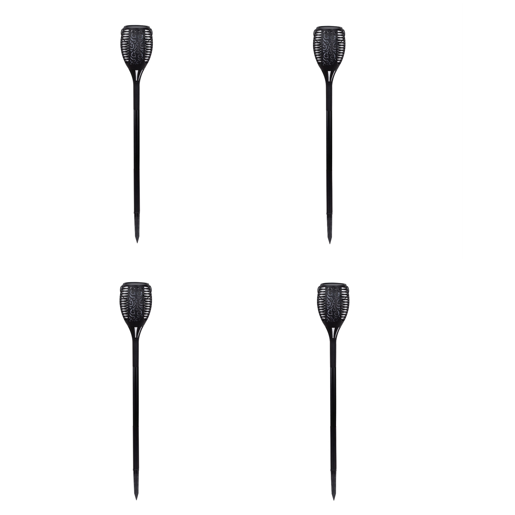 Set 4 lampi solare, inaltime 79 cm, Diametru 12 cm, IP 44, Negru