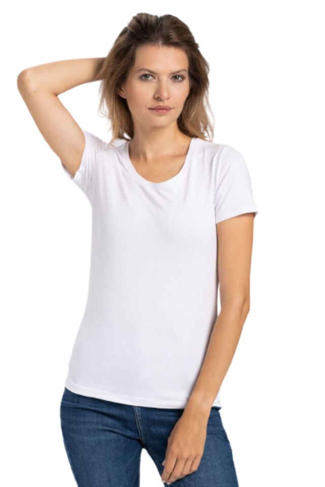 Tricou cu maneca scurta dama Volcano T-Diana, Bumbac/Elastan, Alb