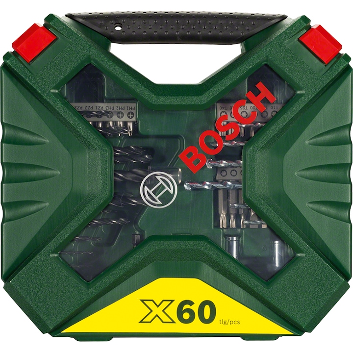 Bosch X-Line 60 darabos tartozék készlet fúrógépekhez / csavarozókhoz + Bob Junior multifunkciós tartozék