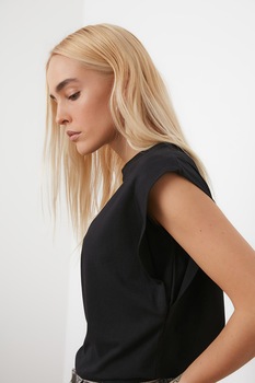 Trendyol, Tricou cu umeri structurati, Negru Trendyol, Tricou cu umeri structurati, Negru