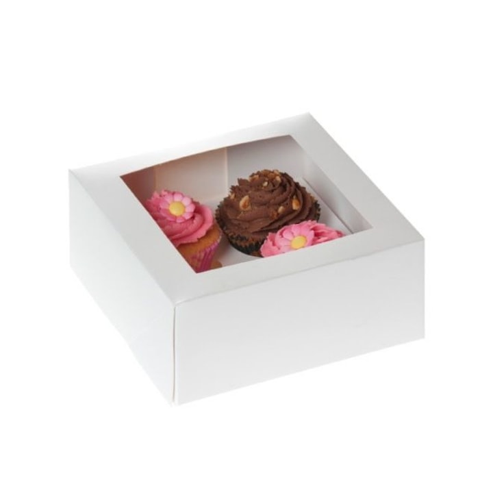 Dobozos készlet 4 db fehér betétes muffinnal, 100 db, mérete 18X18X9 cm