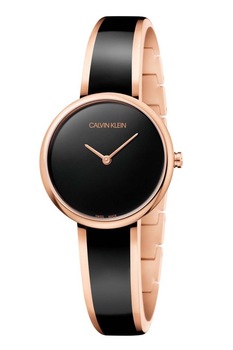 CALVIN KLEIN, Ceas quartz elvetian din otel inoxidabil, Negru/auriu rose/auriu CALVIN KLEIN, Ceas quartz elvetian din otel inoxidabil, Negru/auriu rose/auriu