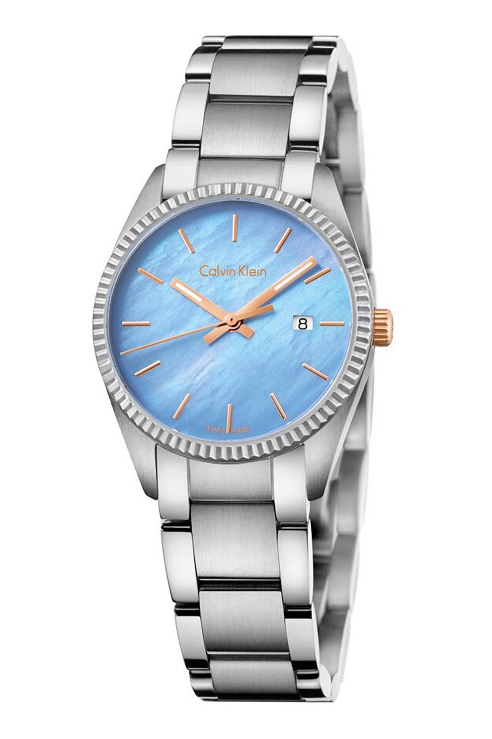CALVIN KLEIN, Ceas quartz cu bratara metalica, Argintiu