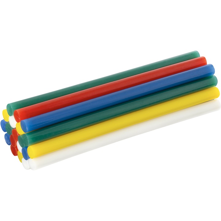 Baton silicon colorat pentru pistol lipit Fieldmann FDTP 9101, 20 buc, 11x200 mm dimensiune, 12.000-15.000 mpa.s vascozitate