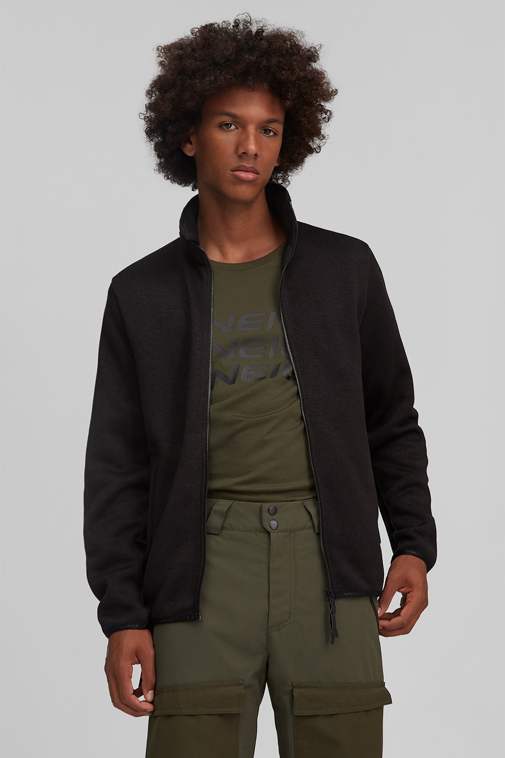 O'Neill, Bluza de fleece cu fermoar, pentru schi Piste, Negru stins