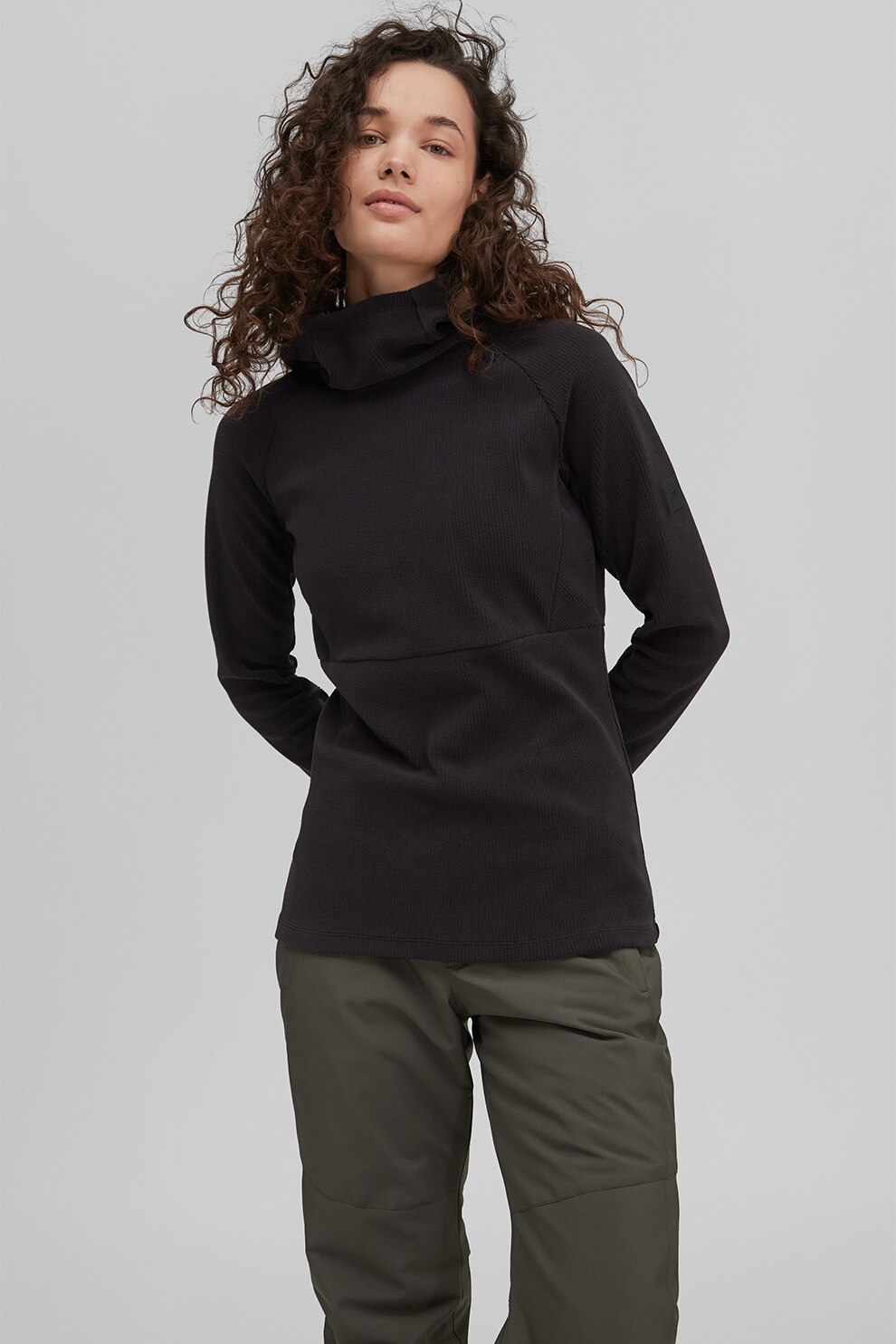 O'Neill, Hanorac de fleece cu maneci raglan pentru trekking Solo, Negru