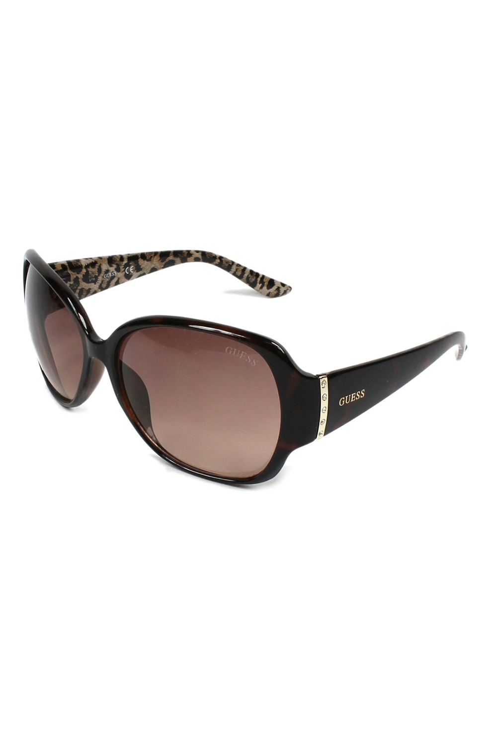 GUESS BY MARCIANO, Ochelari de soare ovali decorati cu cristale, Maro inchis, 60-17-135 Standard