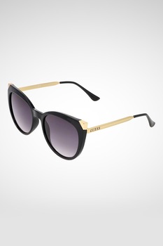 GUESS BY MARCIANO, Ochelari de soare cat-eye cu detaliu logo, Negru/Auriu, 55-19-145 Standard GUESS BY MARCIANO, Ochelari de soare cat-eye cu detaliu logo, Negru/Auriu, 55-19-145 Standard