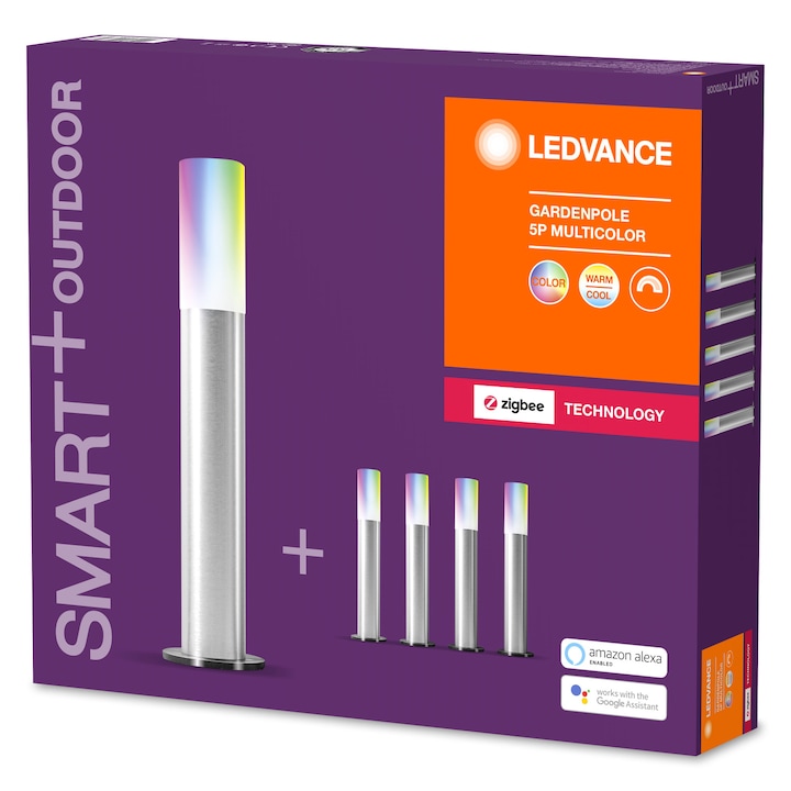 Комплект стълбове Smart Ledvance, RGBW, 420 Lm, 36,5 см, алуминий, сив